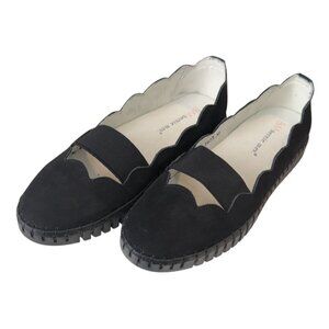 Bernie Mev Black Scallop Slip On Memory Foam Mary Jane Flats Size 38 NIB